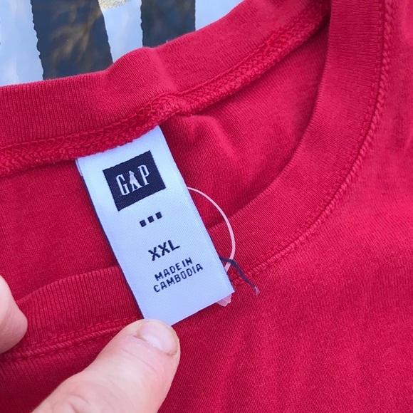 Gap Red Long Sleeves logo Tee XXL Round Neckline - Picture 8 of 12